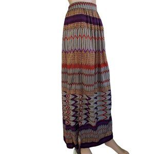 Worthington Boho Herringbone Multi Color A Line Maxi Skirt Women's M Polyester
